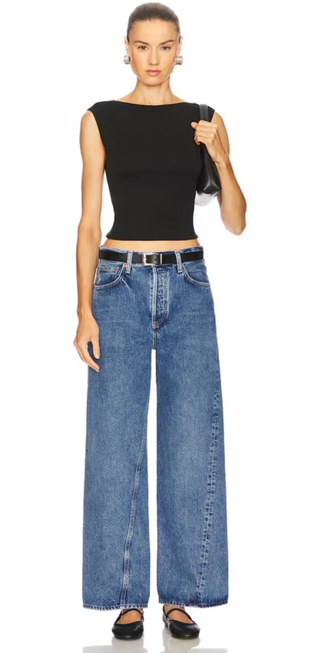Agolde Jeans 24 Twist Low Slung Baggy Wide Leg Blue Downtown Chic Minimalist